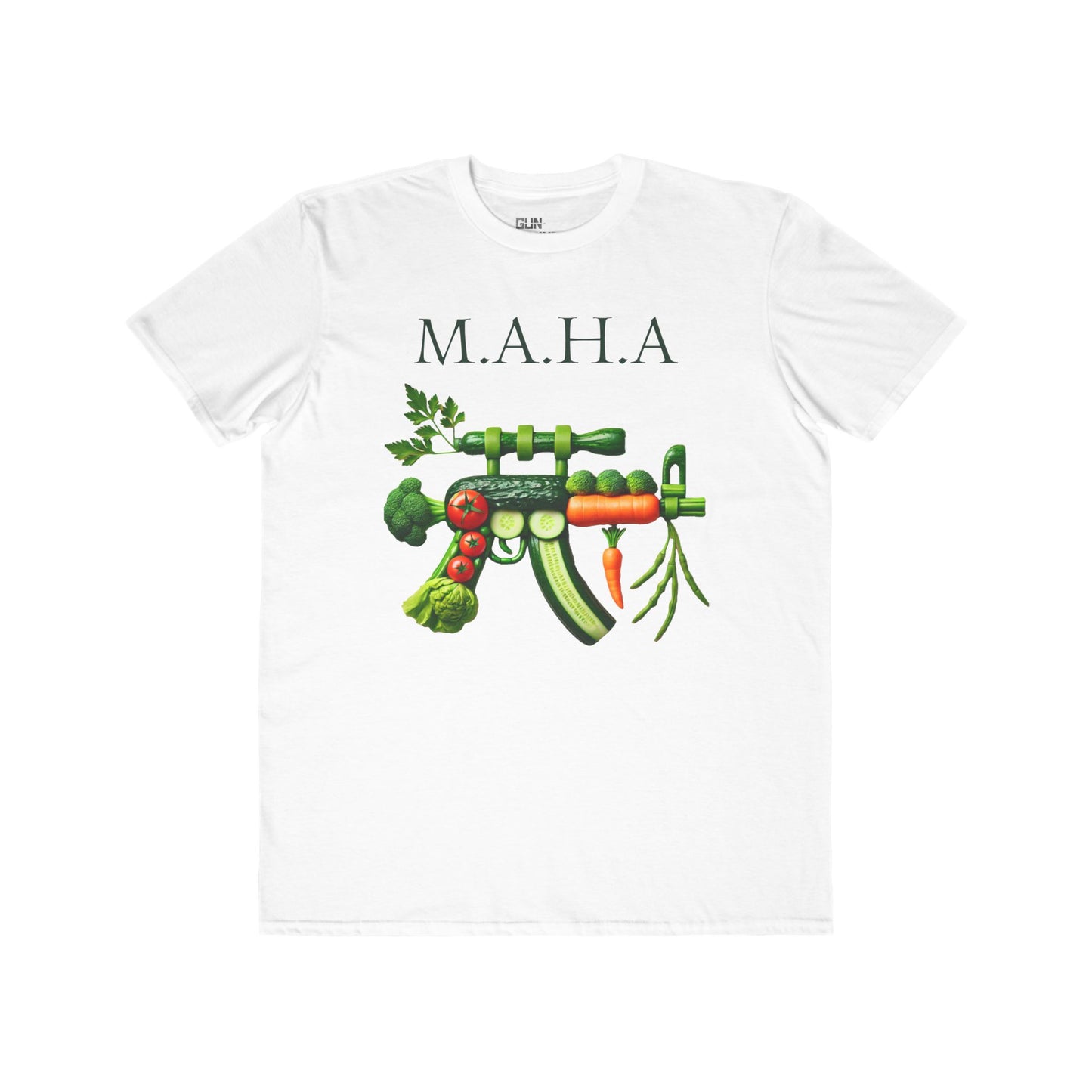 MAHA Vegetable Graphic Tee - Stylish Foodie Weapon Shirt for Health and Firearm Enthusiasts