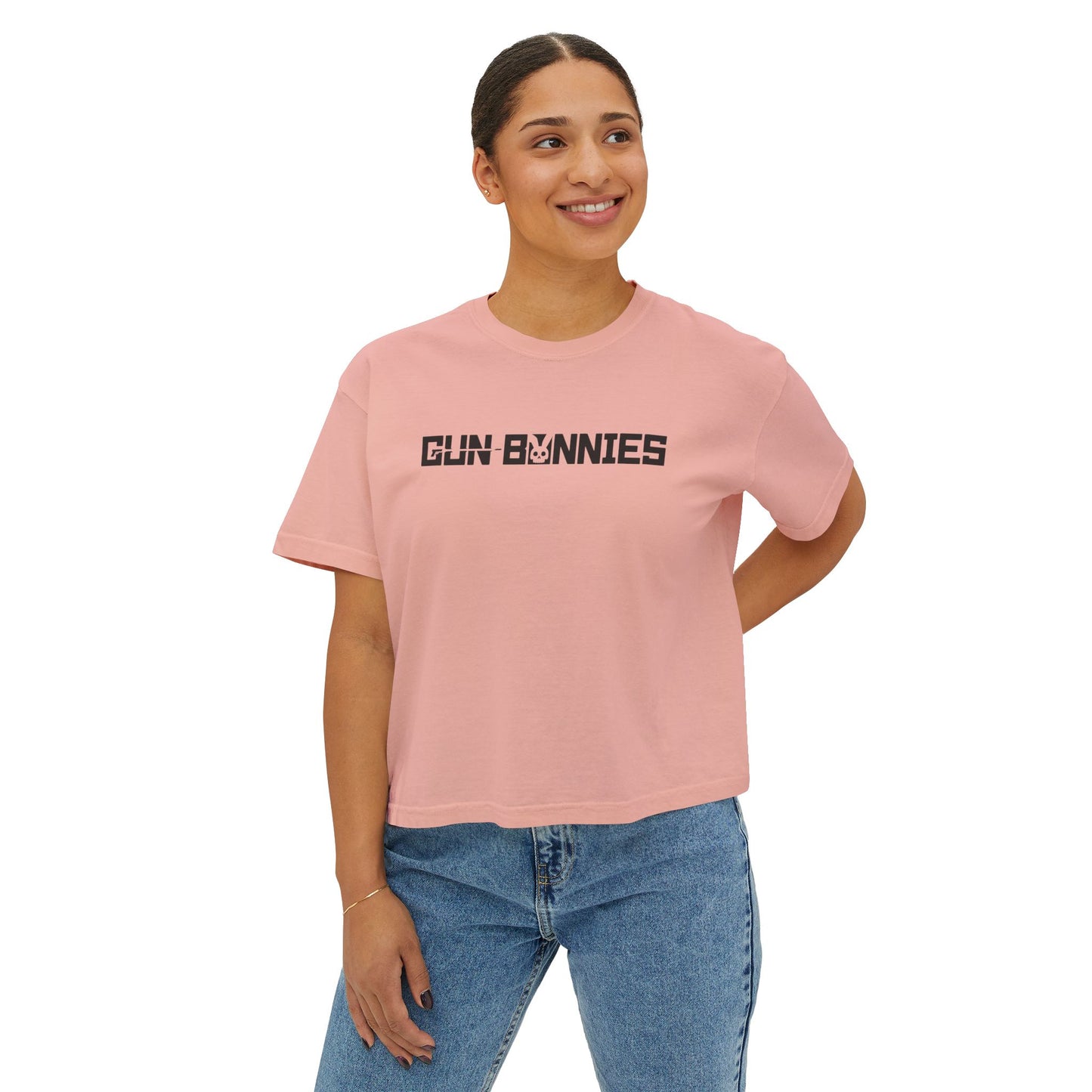Gun Bunnies Women's Boxy Tee – Cute Retro Graphic Crop T‑Shirt